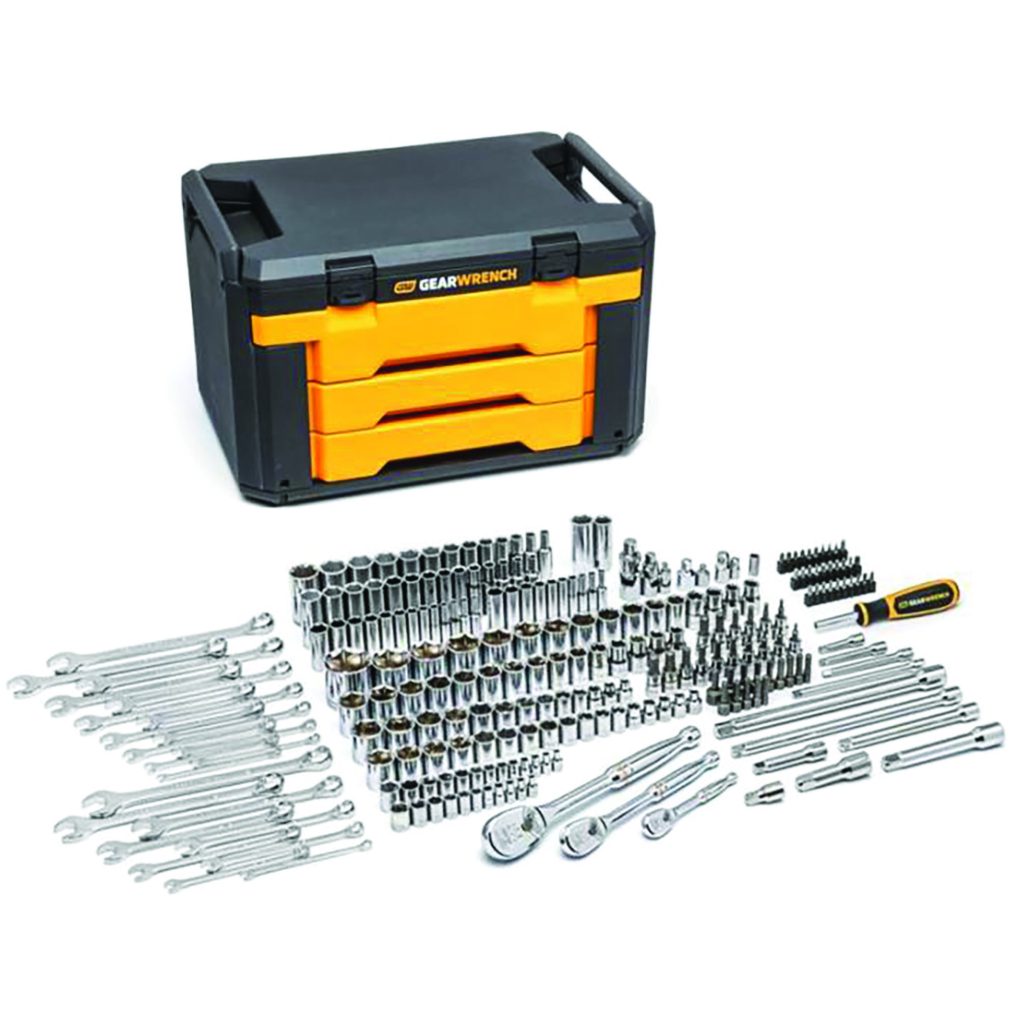 GearWrench - 243-Piece Mechanics Tool Set - 1/4", 3/8", & 1/2" Drive, 6-Point Sockets - ATG80966